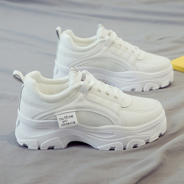 Zapatillas Blancas Deportivas para Mujer con Suela Gruesa - Estilo Trendy Otoño