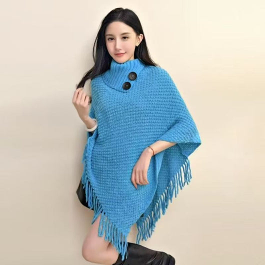 Poncho Suéter Casual de Felpa Suave para Mujer - Image 2