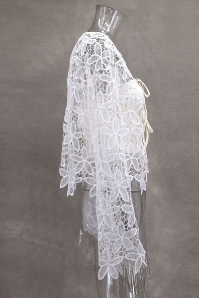 Vestido Bandage Elegante con Encaje Floral Calado y Bordado - Image 9