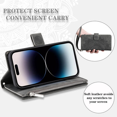 Funda Cartera Teléfono Cuero Grabado - Organizador de Tarjetas con Cierre - Image 30