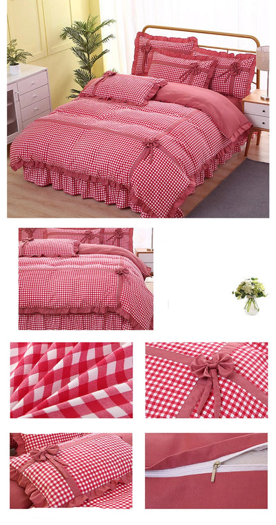 Conjunto de Pijama Cuadrille Estilo Princesa Coreano de 4 Piezas con Encaje - Image 18