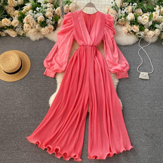 Vestido Retro Hada Cuello V Manga Abullonada Cintura Ajustada - Image 5