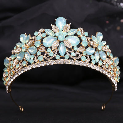 Corona Nupcial de Cristal Verde Brillante con Aleación y Incrustaciones - Image 26