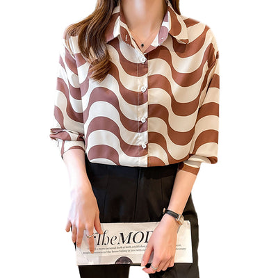 Camisa Suelta Larga Contraste Estilo Hong Kong para Mujer - Image 11
