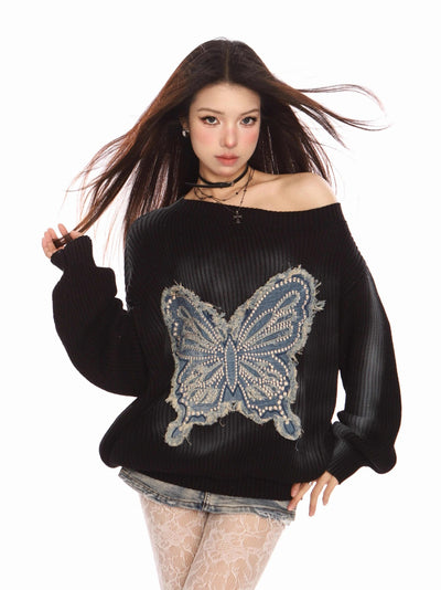 Suéter para Mujer con Bordado de Mariposas en los Hombros - Image 4
