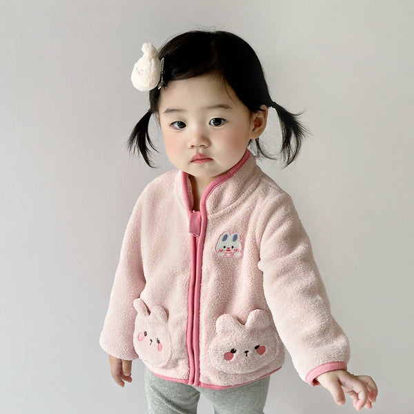 Abrigo Polar Infantil Conejo Adorable para Otoño e Invierno
