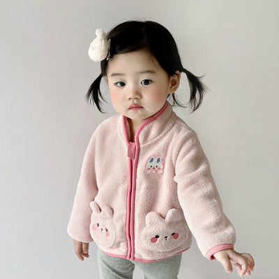Abrigo Polar Infantil Conejo Adorable para Otoño e Invierno