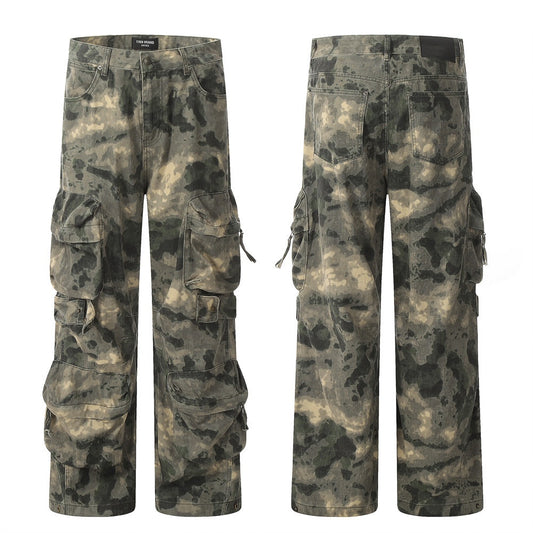 Pantalones de Trabajo Camuflaje Tie-dye Multi-bolsillos para Montaña