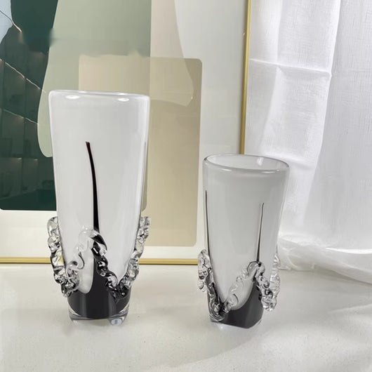 Jarrón de Cristal Blanco Elegancia Clásica - Adorno Decorativo Premium