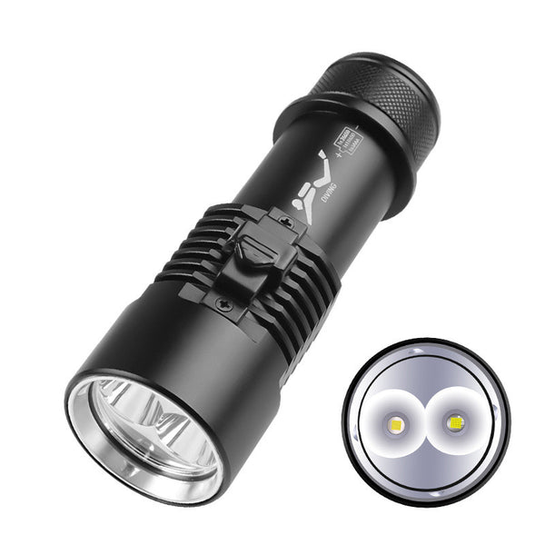 Linterna de Buceo Profesional Dual LED Blanco y Amarillo con Control Magnético