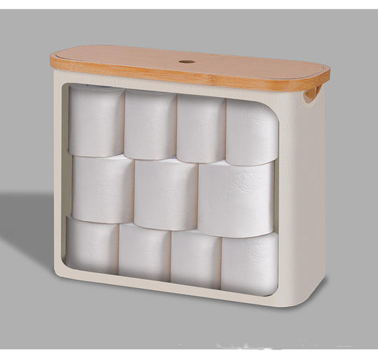 Canasta de Almacenamiento con Tapa de Bambú y Rollo de Papel Transparente - Image 13