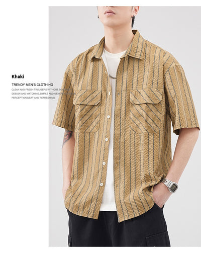Camisa de Verano Seersucker a Rayas para Hombre - Image 8
