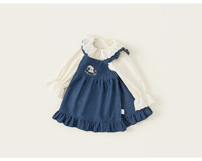 Conjunto Infantil Primavera: Blusa Denim y Falda Manga Larga - Image 15