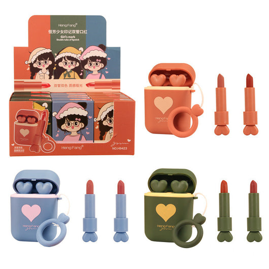 Estuche Organizador Doble Tubo para Labiales Mate y Auriculares Portátil - Image 3