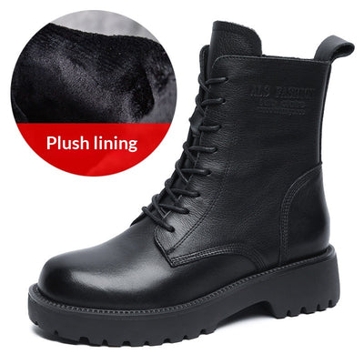 Botines de Cuero Suave para Mujer con Tacón Robusto y Forro de Felpa - Image 9