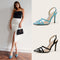 Sandalias de Tacón Stiletto Puntiagudo con Detalles Transparentes