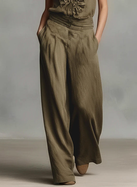 Conjunto Elegante de Lino: Blusa sin Mangas y Pantalón de Pierna Ancha - Image 14