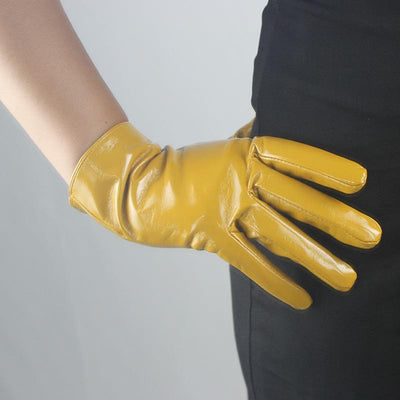 Guantes Cortos de Charol Verde Militar 21cm - Estilo Uniforme Profesional - Image 10