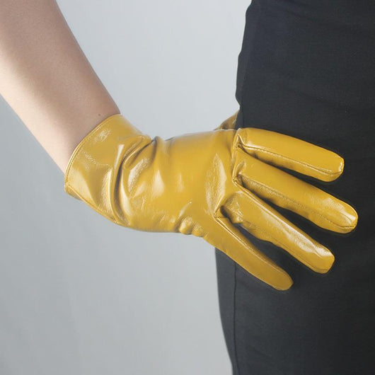 Guantes Cortos de Charol Verde Militar 21cm - Estilo Uniforme Profesional - Image 10