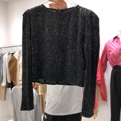 Blusa Larga con Lentejuelas Brillantes para Mujer - Image 3