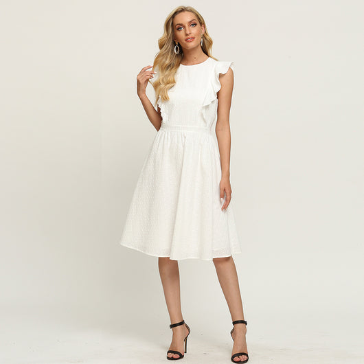 Vestido Liso Sin Mangas con Volantes - Image 5