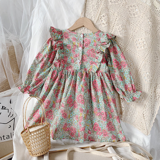 Vestido Infantil Floral Manga Larga Estilo Pastoral - Image 6