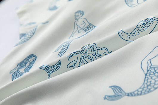 Camisa Estampado Sirena Manga Corta Suelta para Hombre - Image 15