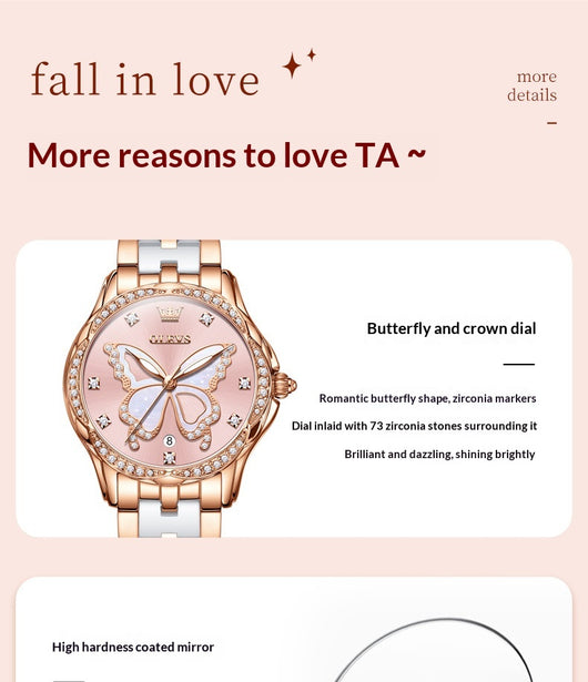 Reloj de Cuarzo para Mujer con Banda Cerámica Luminosa e Impermeable - Image 13