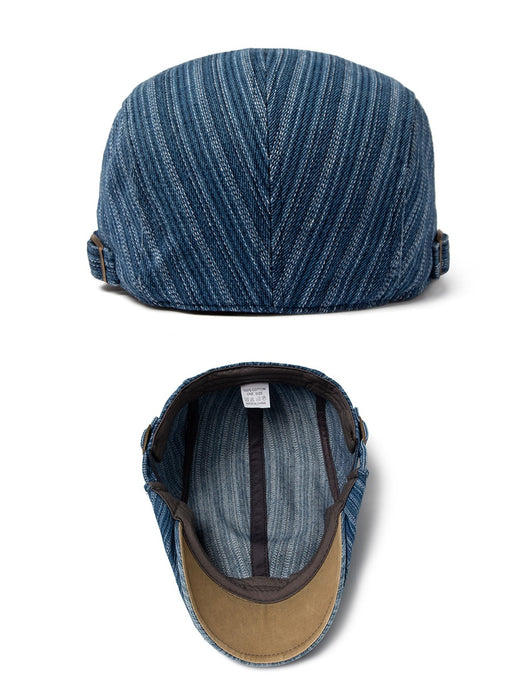 Boina Retro de Algodón Denim Lavado con Costura Británica para Hombre - Image 22