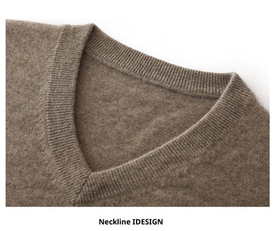 Suéter de Cashmira Puro para Hombre - Cuello V Manga Larga - Image 22