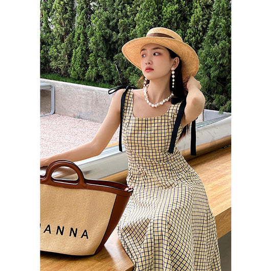 Vestido Tipo Sling Cuadros para Mujer con Cintura Ajustada - Image 12