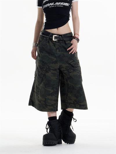 Pantalones Cargo Anchos Estilo Camuflaje Retro para Mujer - Image 17