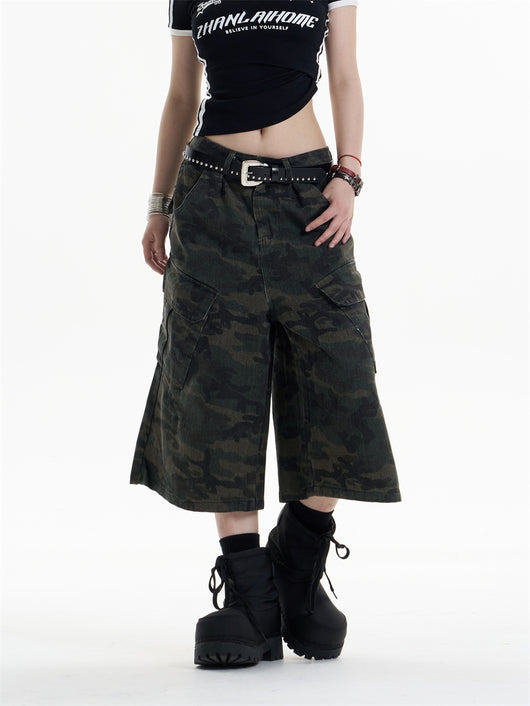 Pantalones Cargo Anchos Estilo Camuflaje Retro para Mujer - Image 17