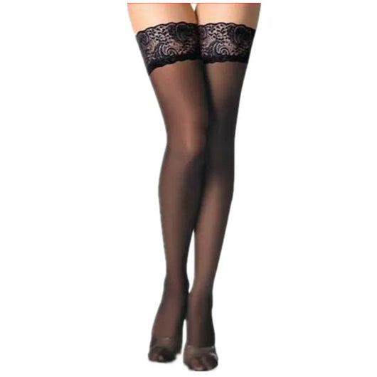 Medias de Encaje Negro Talla Grande con Ligas Estilo Europeo - Image 4
