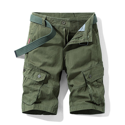 Pantalones Cortos Cargo Multibolsillos de Color Liso para Hombre - Image 11