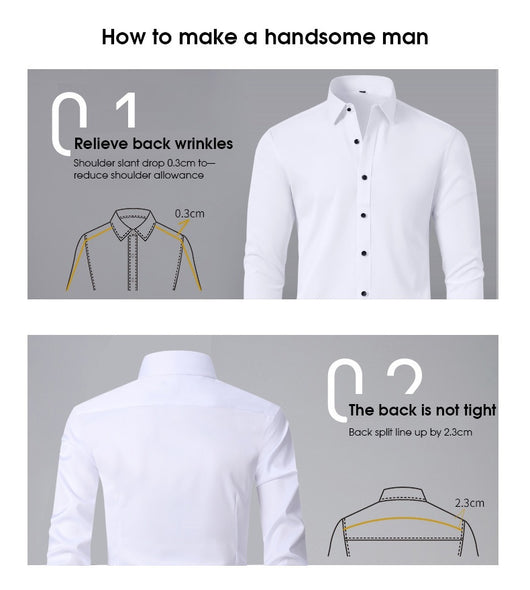 Camisa Slim Fit Coreana de Color Sólido para Hombre - Image 23