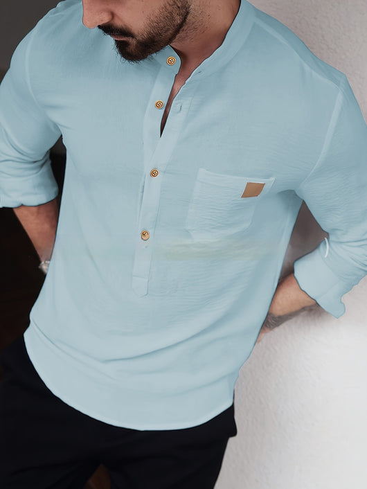 Camisa Manga Larga Plisada Personalizable para Hombre - Tela Suave y Cómoda - Image 5