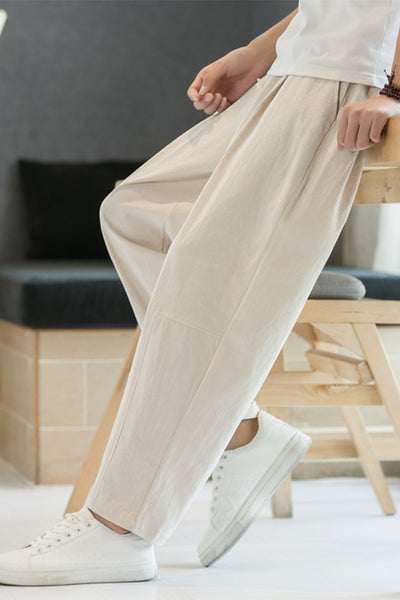 Pantalones Casuales de Algodón y Lino Hombre - Corte Recto Relajado - Image 6