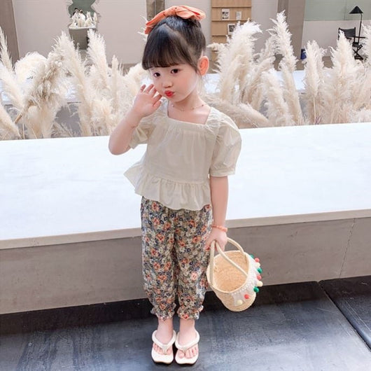 Conjunto de Dos Piezas Pantalón Anti-Mosquitos Floral para Niñas Verano - Image 10