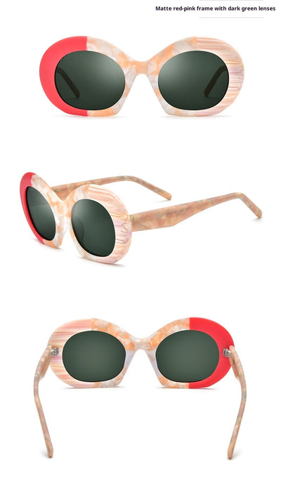 Gafas de Sol Estilo Cat-eye con Lentes Ahumados y Bloques de Color - Image 12