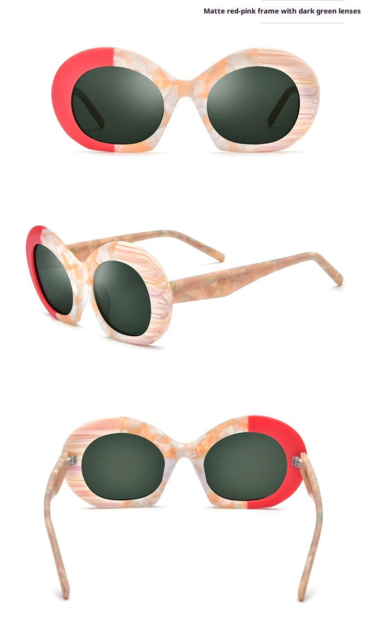 Gafas de Sol Estilo Cat-eye con Lentes Ahumados y Bloques de Color - Image 12