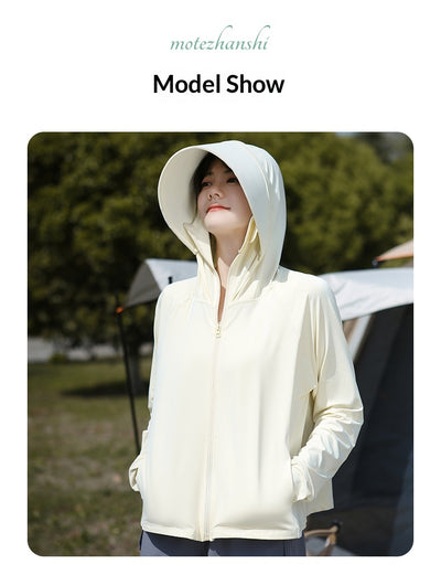 Ropa de Protección Solar Tipo Ice Silk con Ala Ancha para Mujer - Image 12