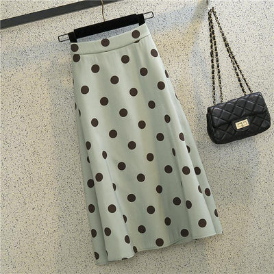 Falda Midi Lunares Cintura Alta Corte A Elegante - Image 11