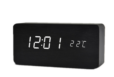 Reloj de Pared LED con Calendario y Alarma en Madera - Image 8