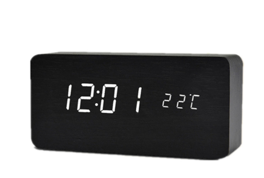 Reloj de Pared LED con Calendario y Alarma en Madera - Image 8