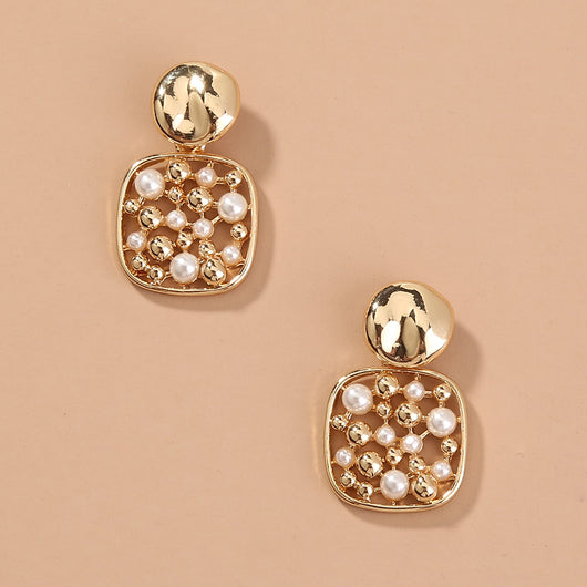 Aretes de Perla con Corte Cuadrado - Image 8