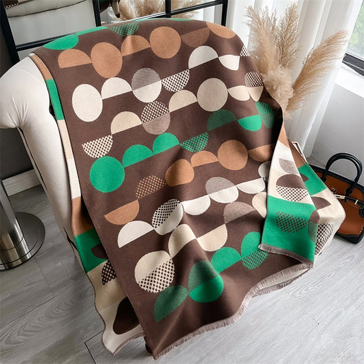 Bufanda Chaleco de Cachemira Cálida con Tejido Jacquard y Borlas - Image 18