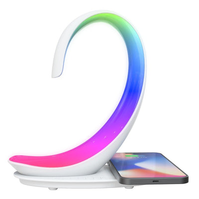 Cargador Inalámbrico de Escritorio 3 en 1 con Parlante Bluetooth y Luz LED Cisne - Image 3