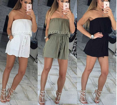 Jumpsuit Strapless Ajustado con Envolvente en el Pecho