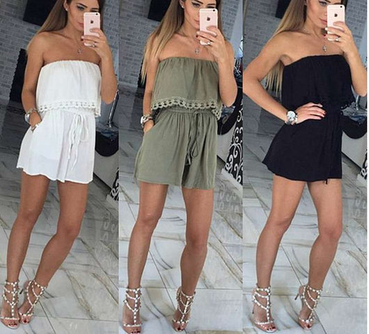 Jumpsuit Strapless Ajustado con Envolvente en el Pecho